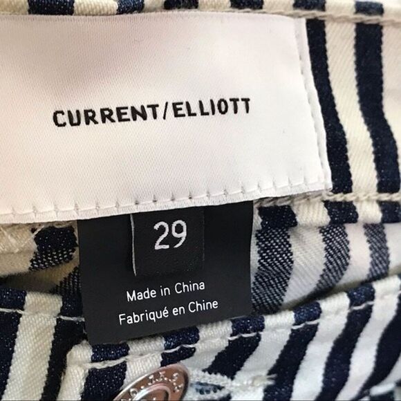 Current Elliott Pant Size 29 The Cropped Lexton Blue White Stripe Zipper Hemline - Picture 9 of 10